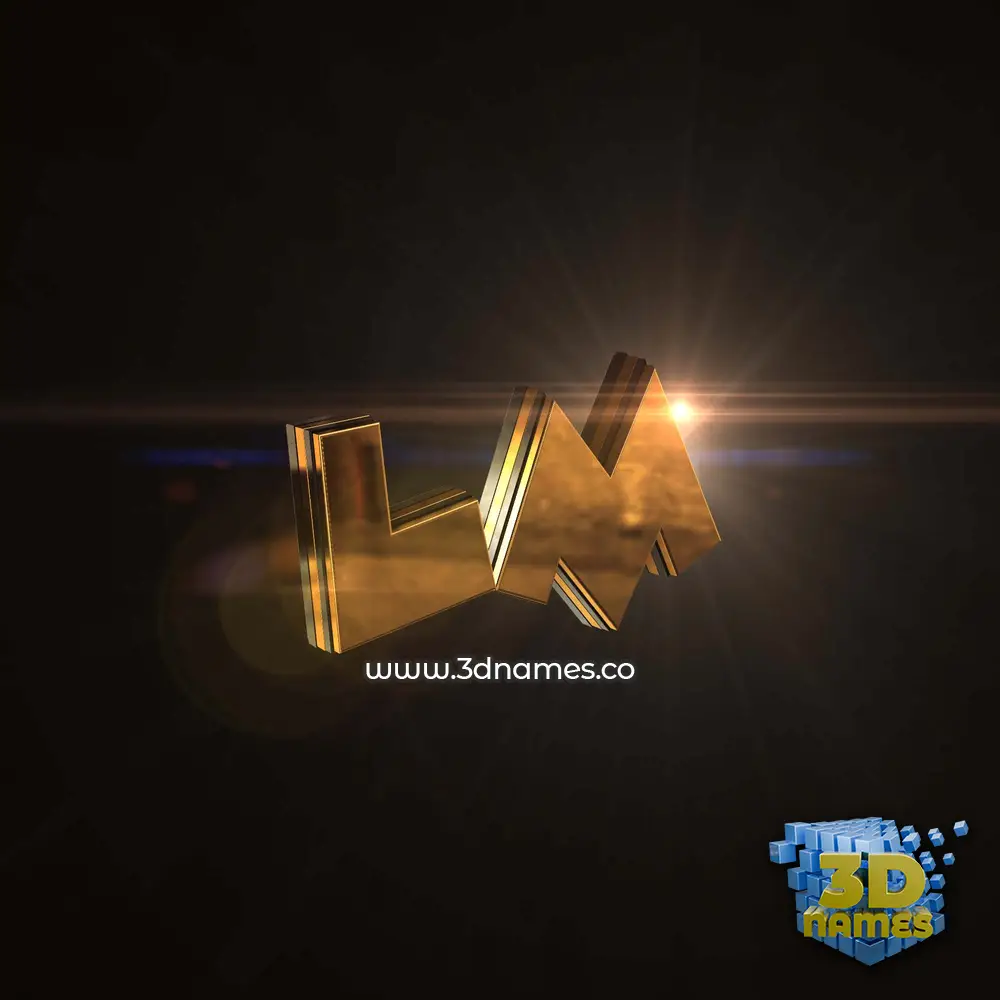 lm in Golden Sparkle style - 3D name wallpaper