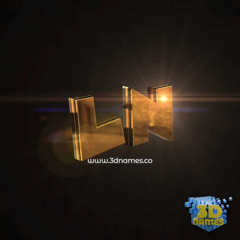 ln in Golden Sparkle style - 3D name wallpaper