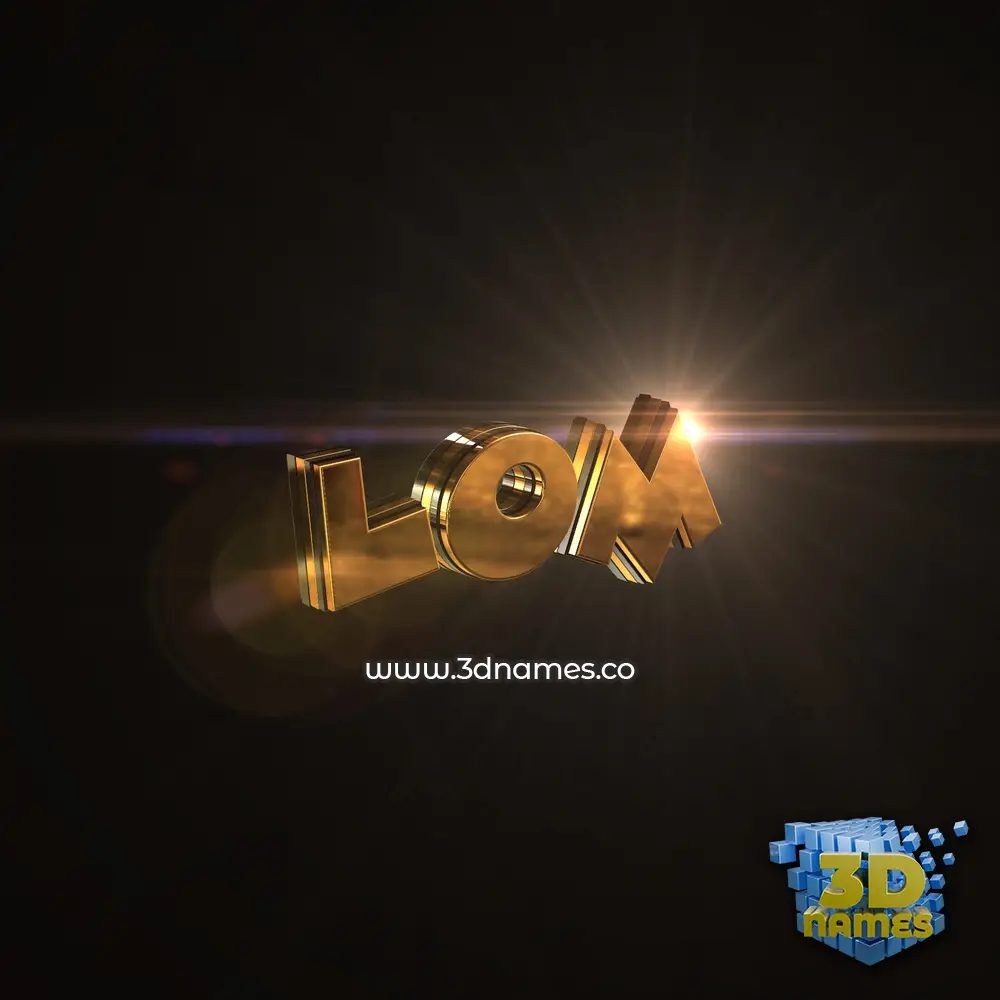 lom in Golden Sparkle style - 3D name wallpaper