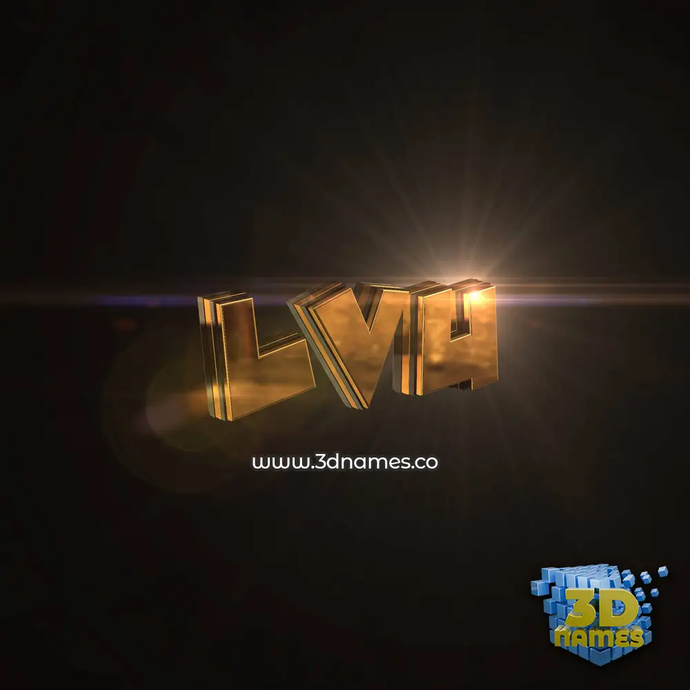 lvu in Golden Sparkle style - 3D name wallpaper