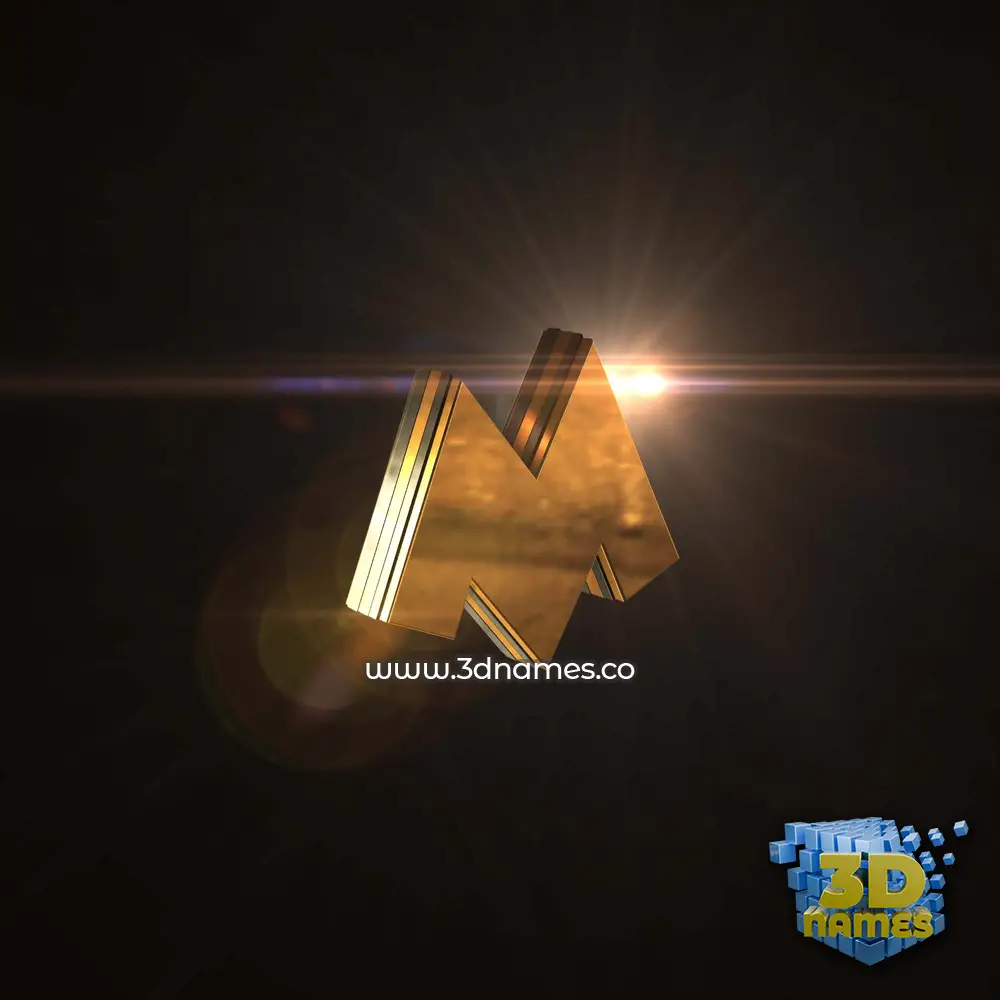 m in Golden Sparkle style - 3D name wallpaper