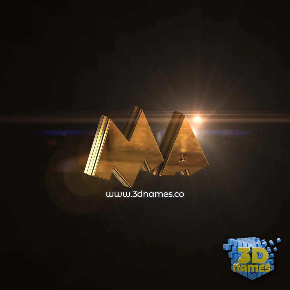 ma in Golden Sparkle style - 3D name wallpaper