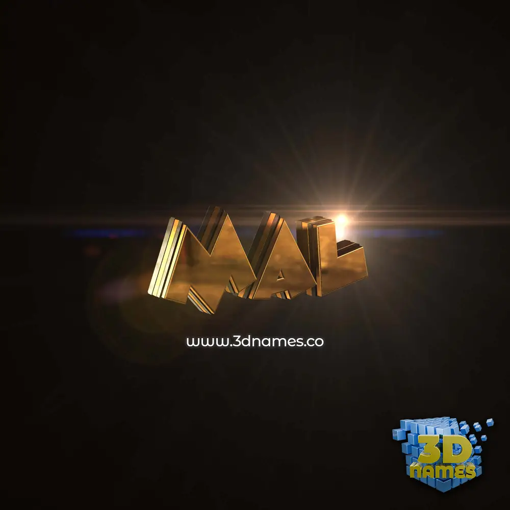 mal in Golden Sparkle style - 3D name wallpaper