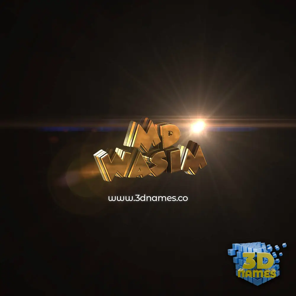 md wasim in Golden Sparkle style - 3D name wallpaper