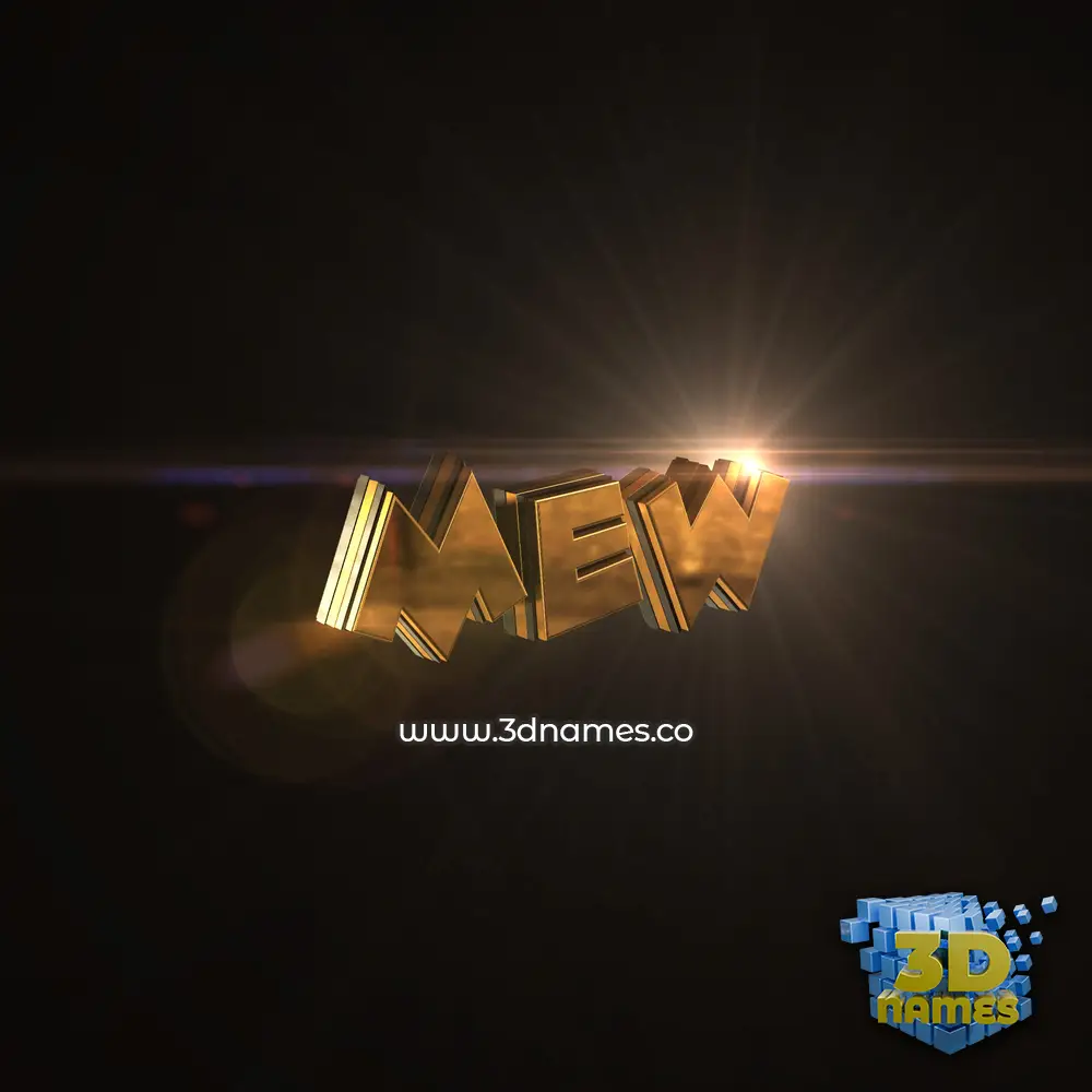 mew in Golden Sparkle style - 3D name wallpaper