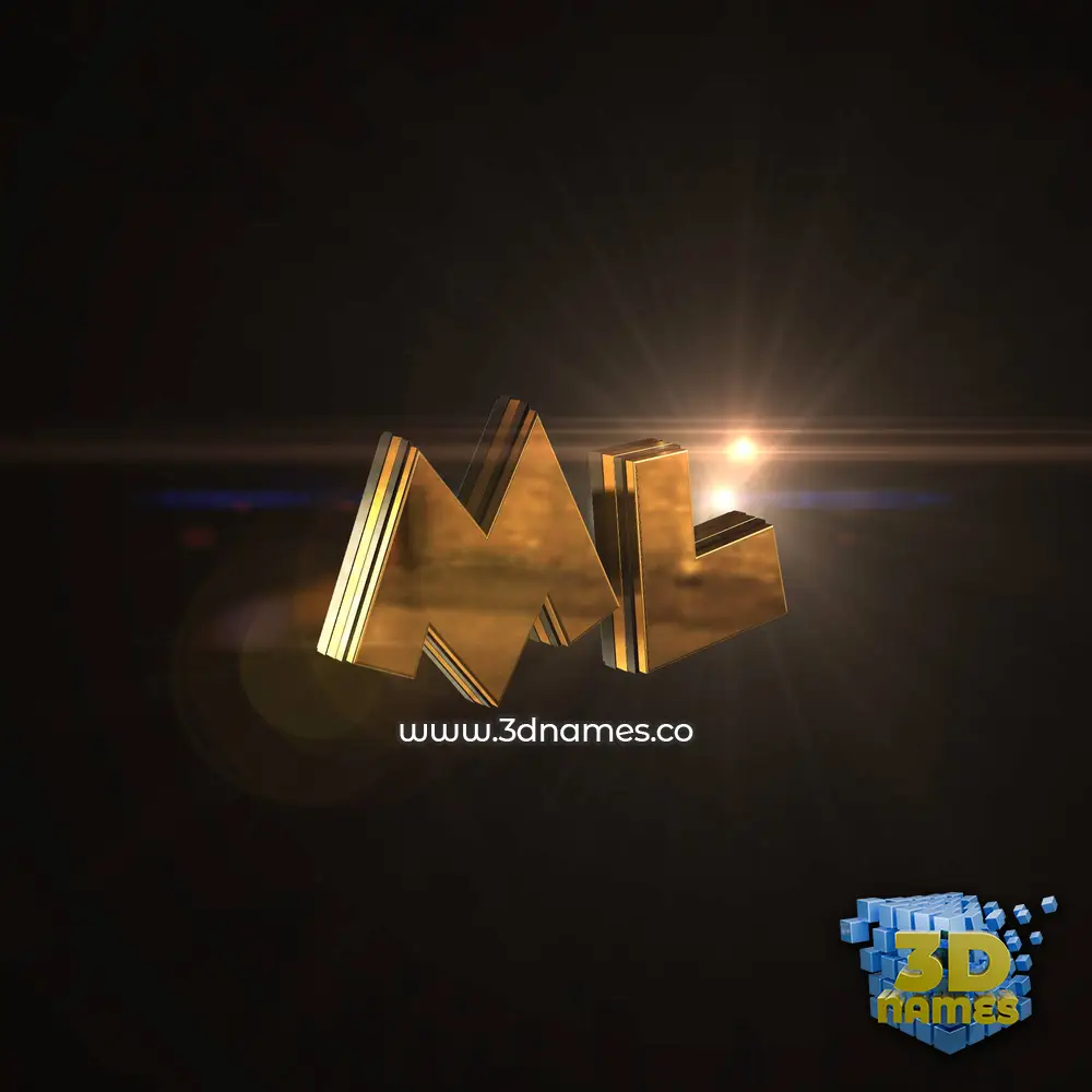ml in Golden Sparkle style - 3D name wallpaper