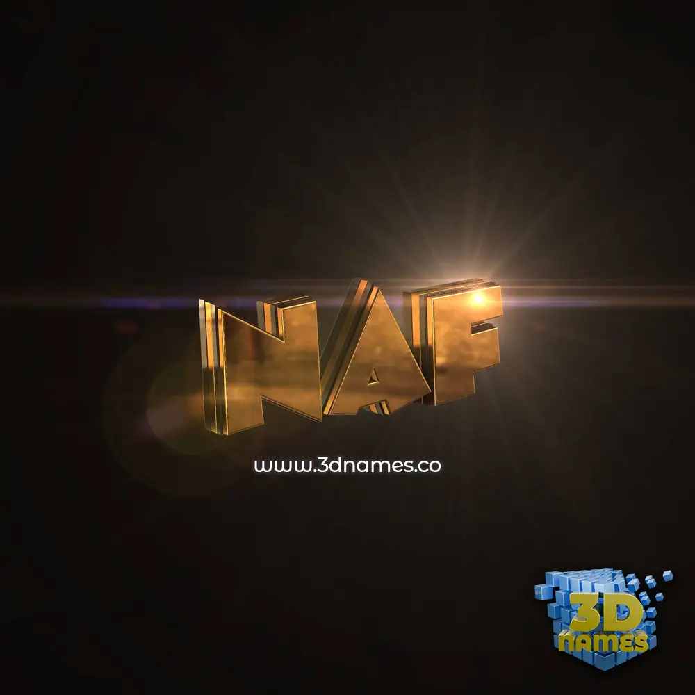 naf in Golden Sparkle style - 3D name wallpaper