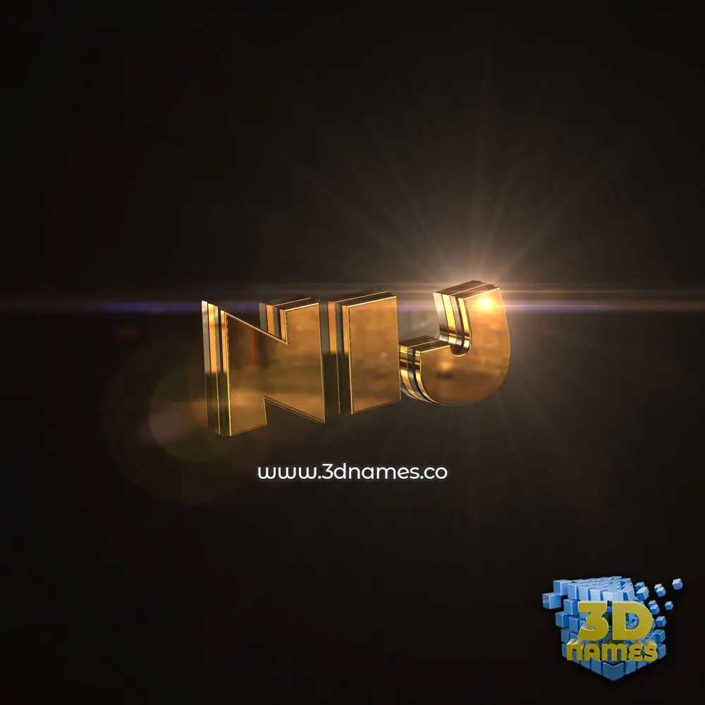 nij in Golden Sparkle style - 3D name wallpaper