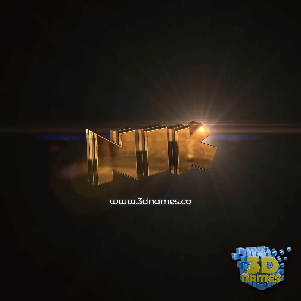 nik in Golden Sparkle style - 3D name wallpaper