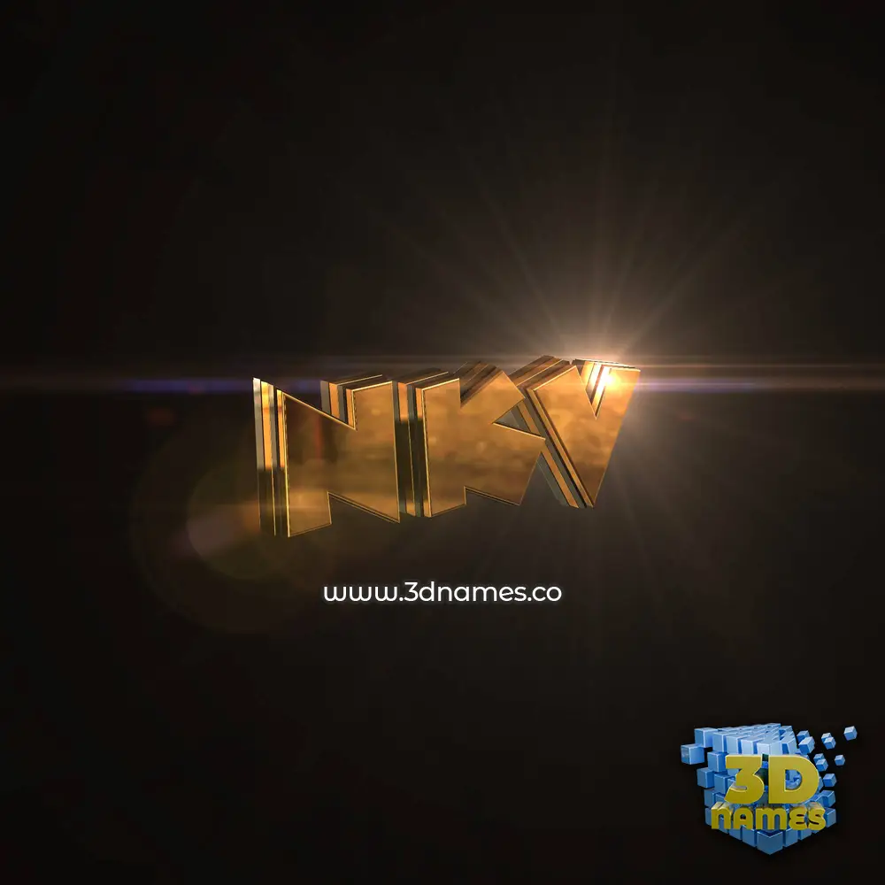 nkv in Golden Sparkle style - 3D name wallpaper