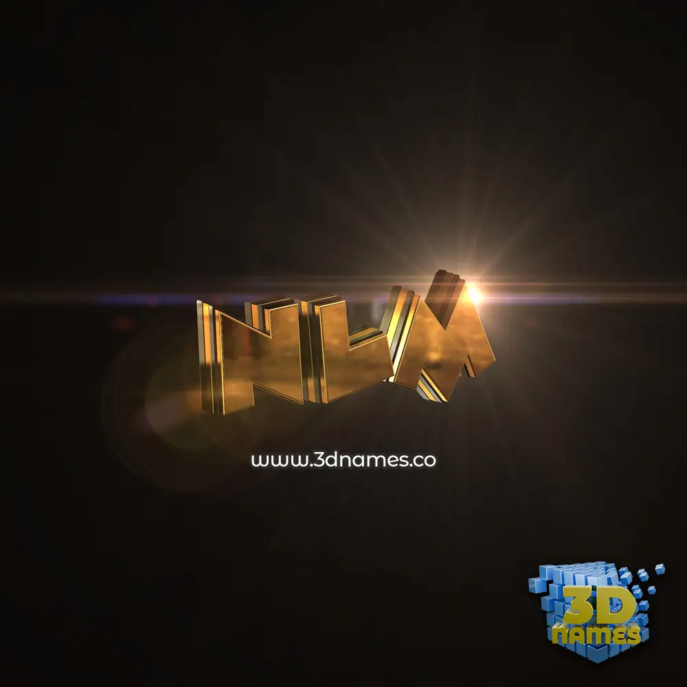 nlm in Golden Sparkle style - 3D name wallpaper