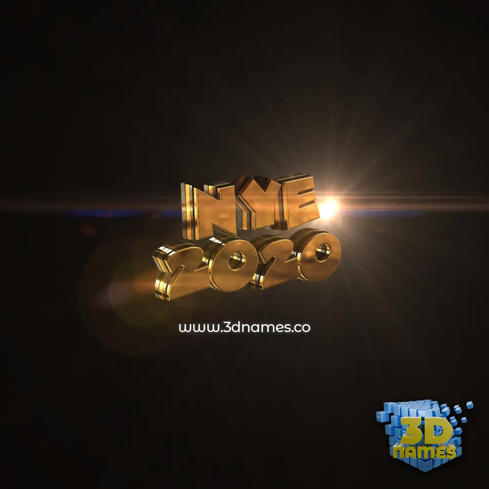 nye 2020 in Golden Sparkle style - 3D name wallpaper