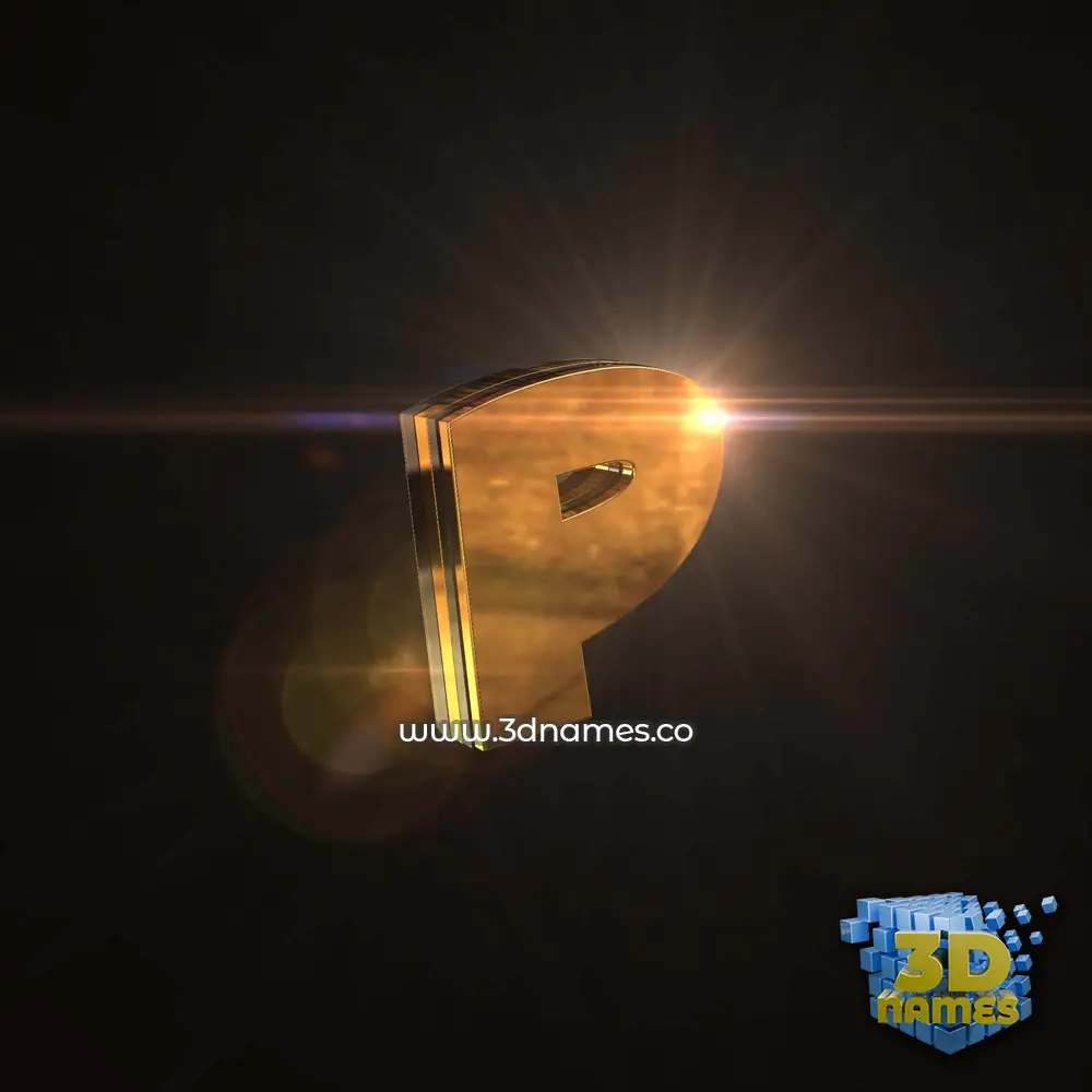 p in Golden Sparkle style - 3D name wallpaper