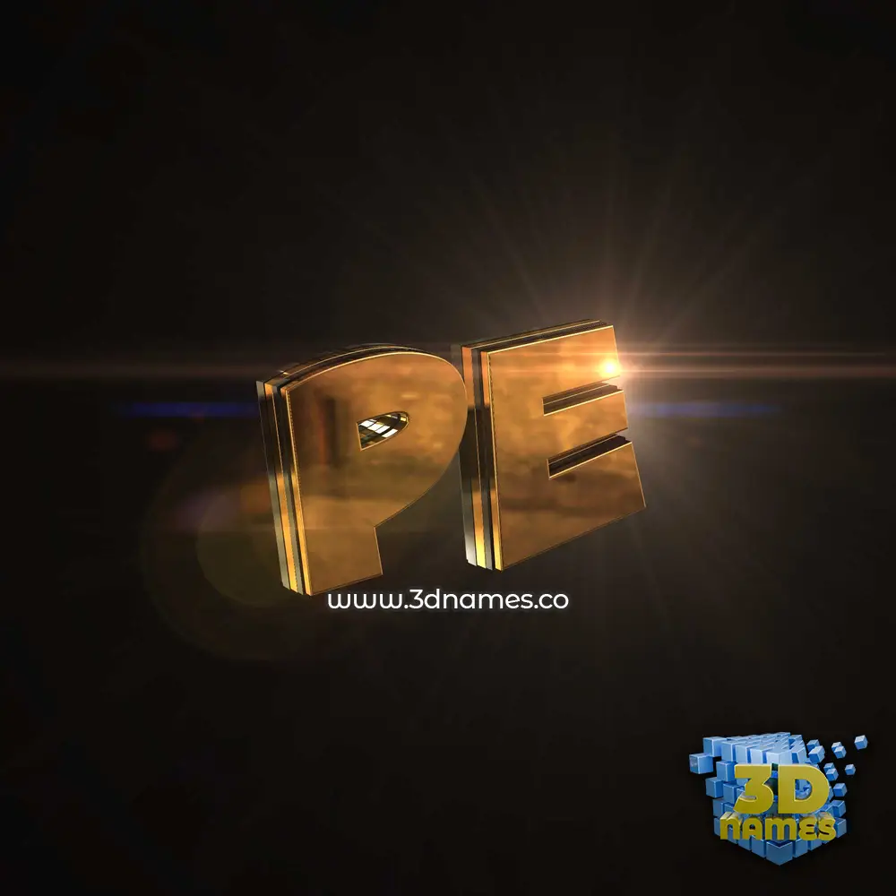 pe in Golden Sparkle style - 3D name wallpaper