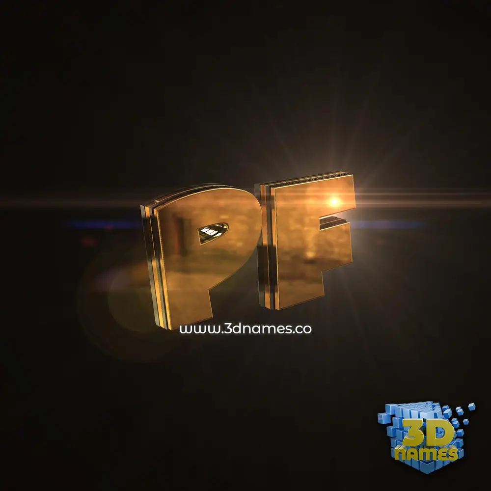 pf in Golden Sparkle style - 3D name wallpaper
