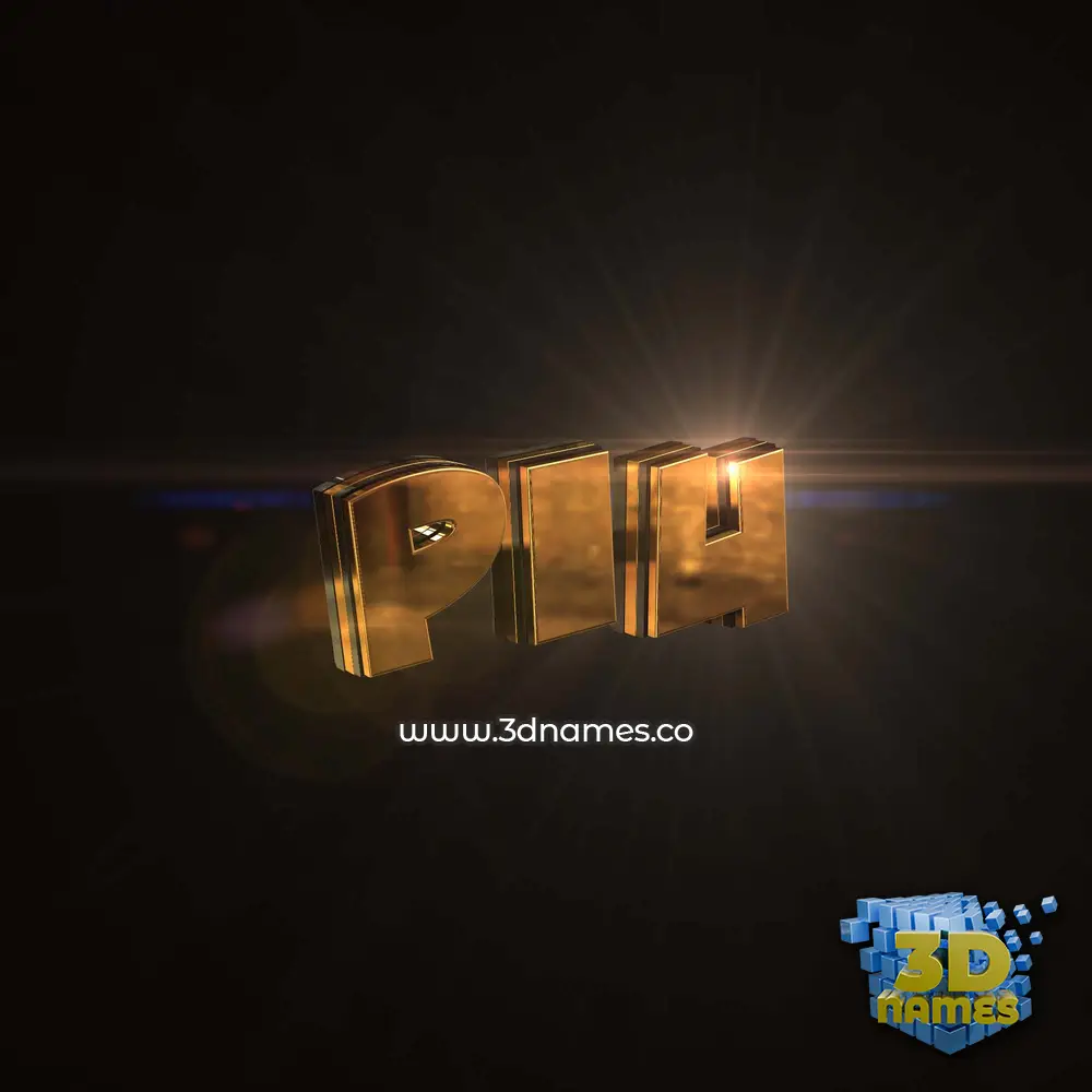 piu in Golden Sparkle style - 3D name wallpaper