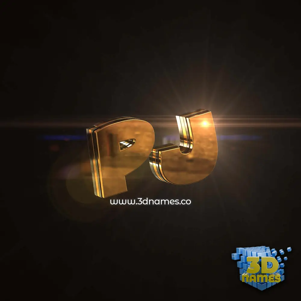 pj in Golden Sparkle style - 3D name wallpaper