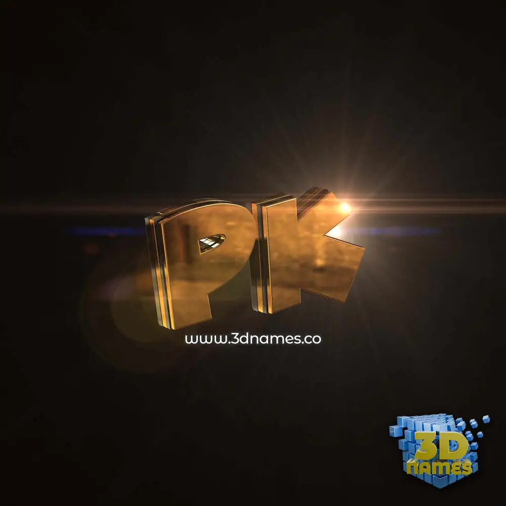 pk in Golden Sparkle style - 3D name wallpaper
