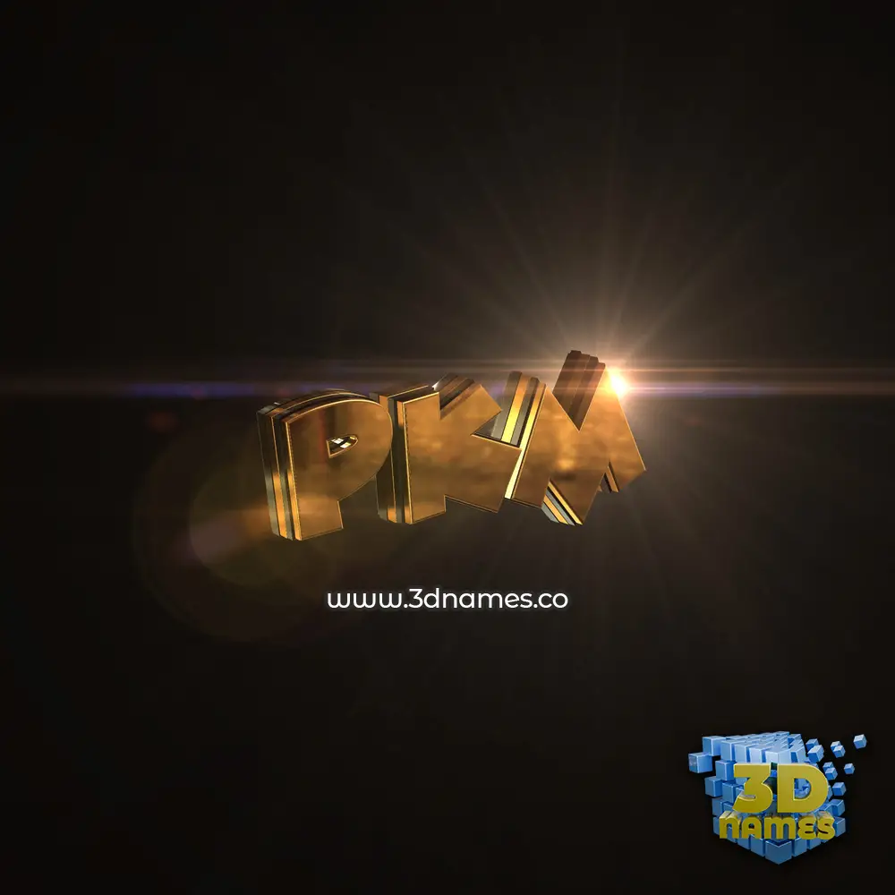 pkm in Golden Sparkle style - 3D name wallpaper