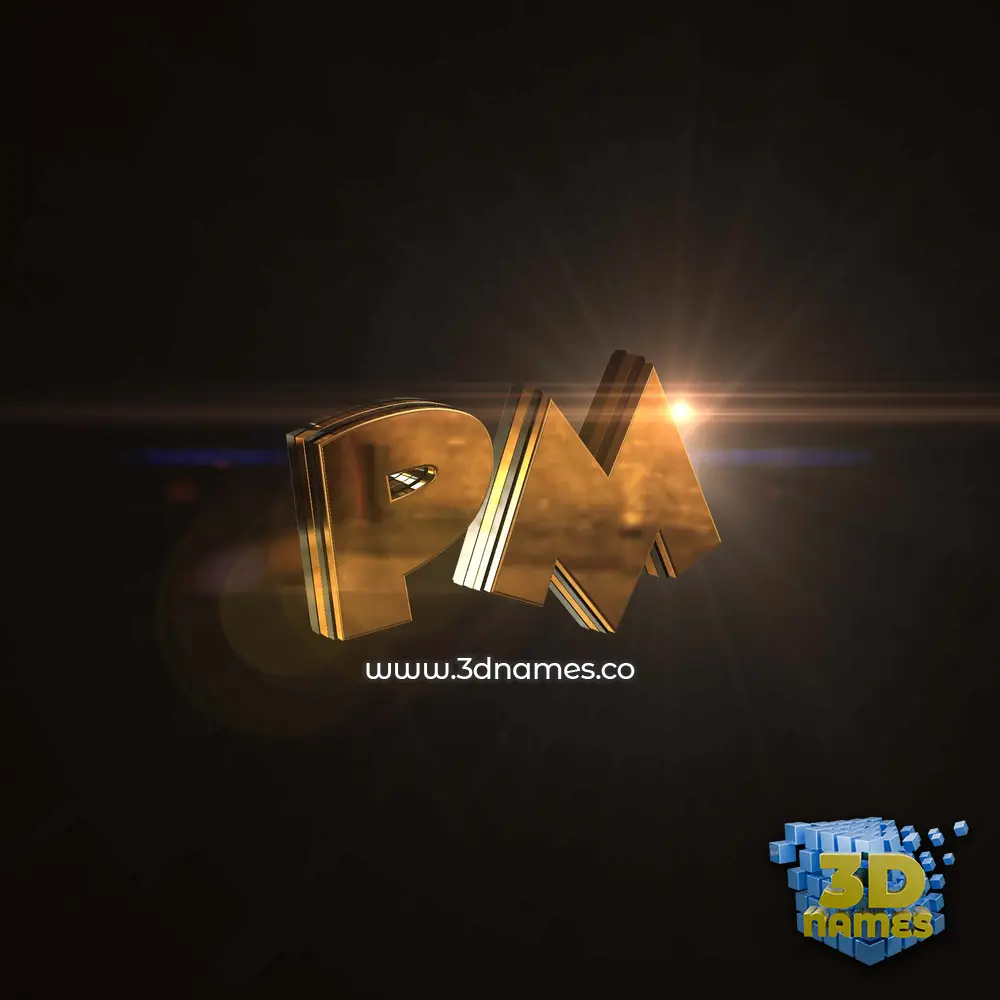 pm in Golden Sparkle style - 3D name wallpaper