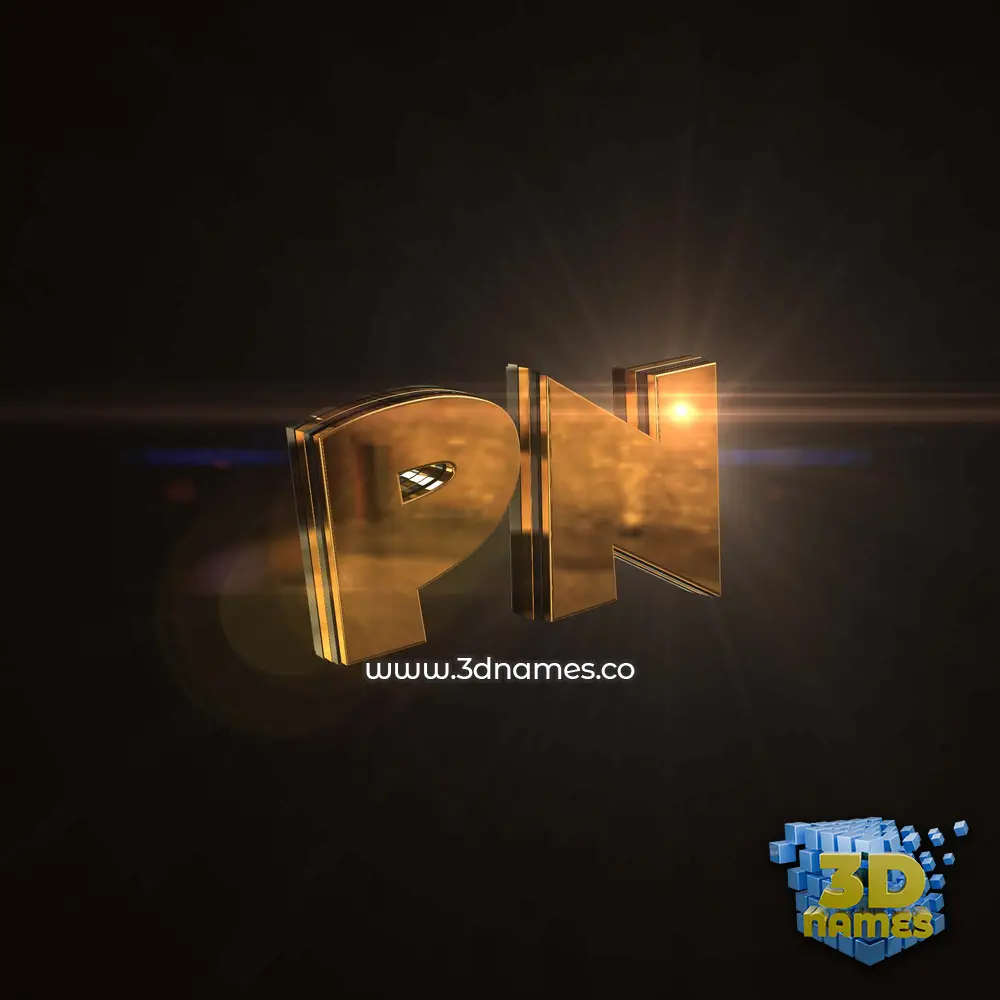 pn in Golden Sparkle style - 3D name wallpaper