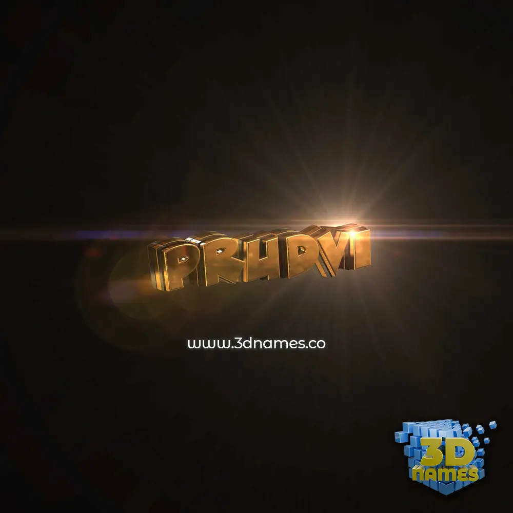 prudvi in Golden Sparkle style - 3D name wallpaper