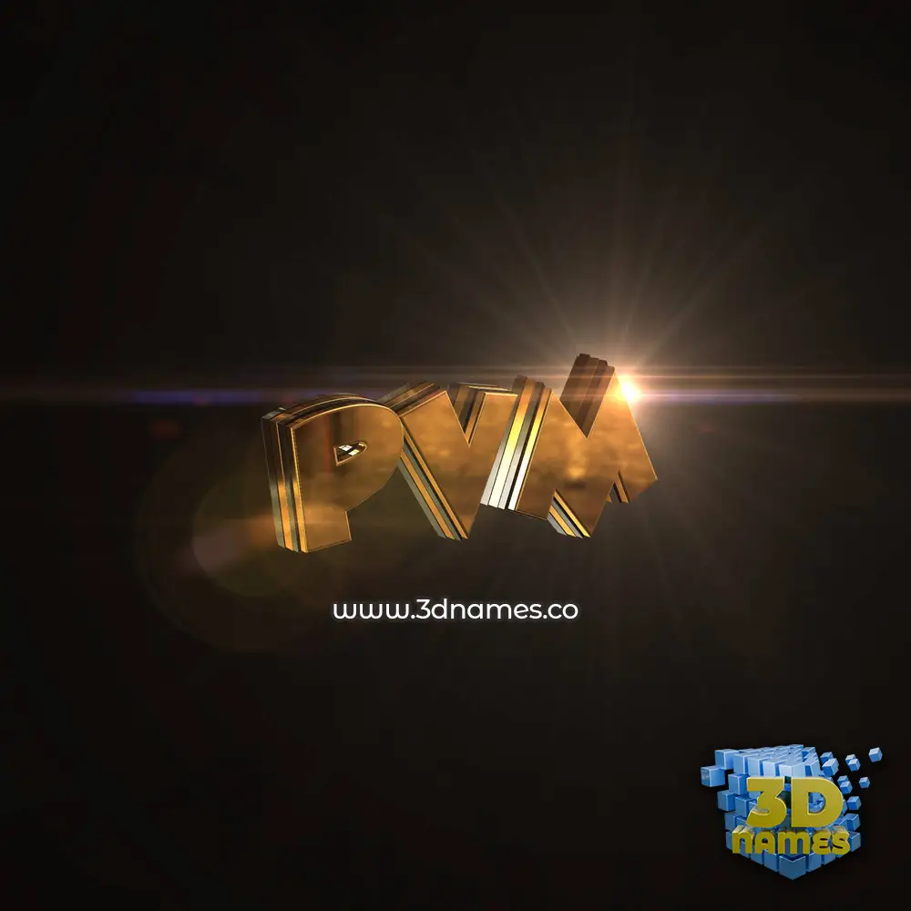 pvm in Golden Sparkle style - 3D name wallpaper