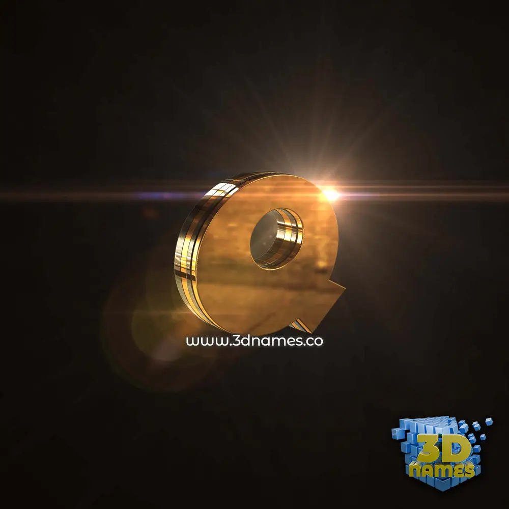 q in Golden Sparkle style - 3D name wallpaper