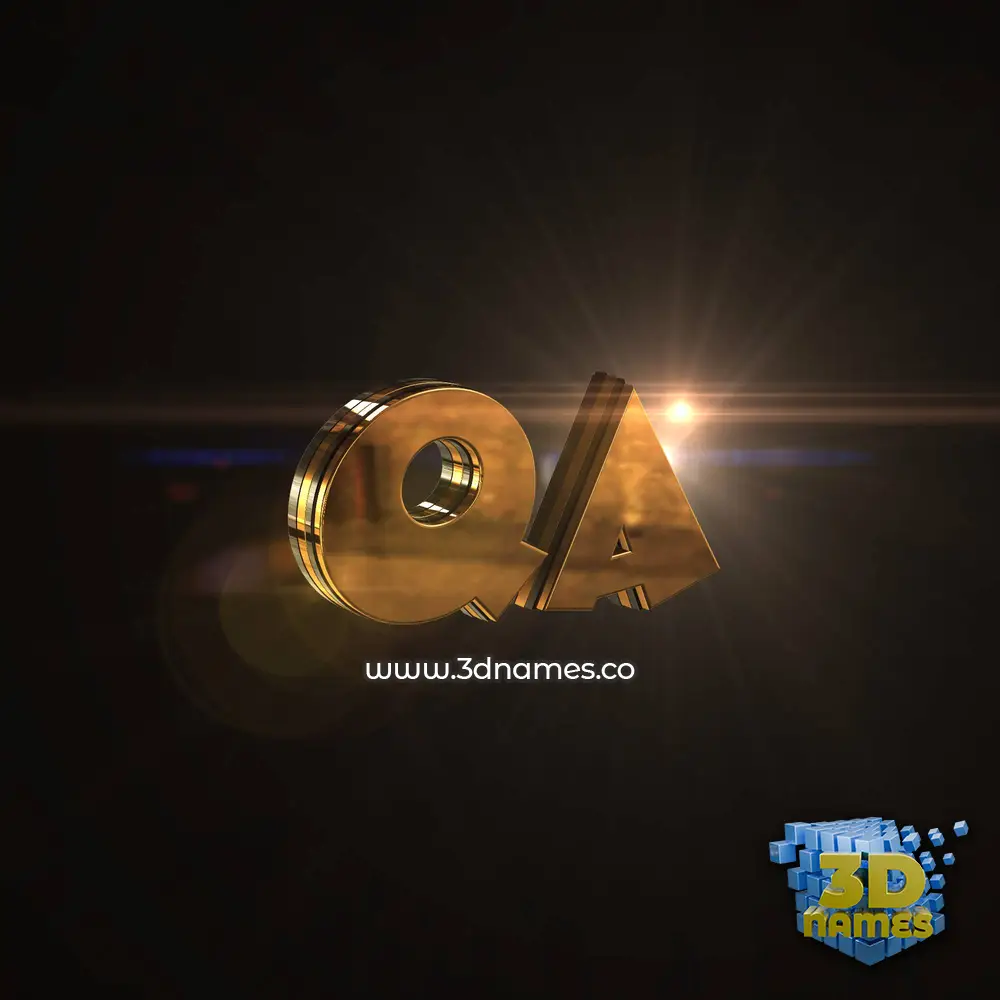 qa in Golden Sparkle style - 3D name wallpaper