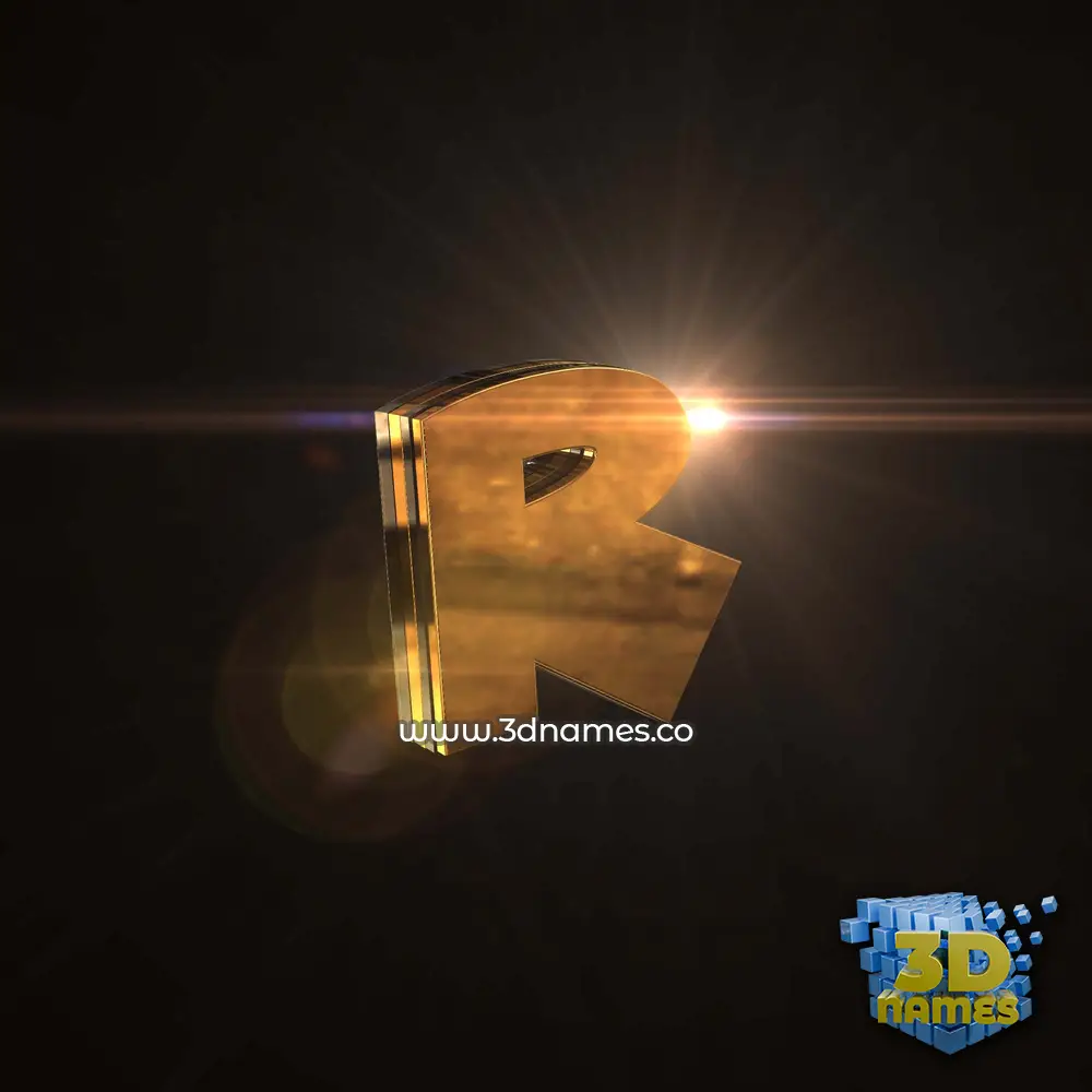 r in Golden Sparkle style - 3D name wallpaper