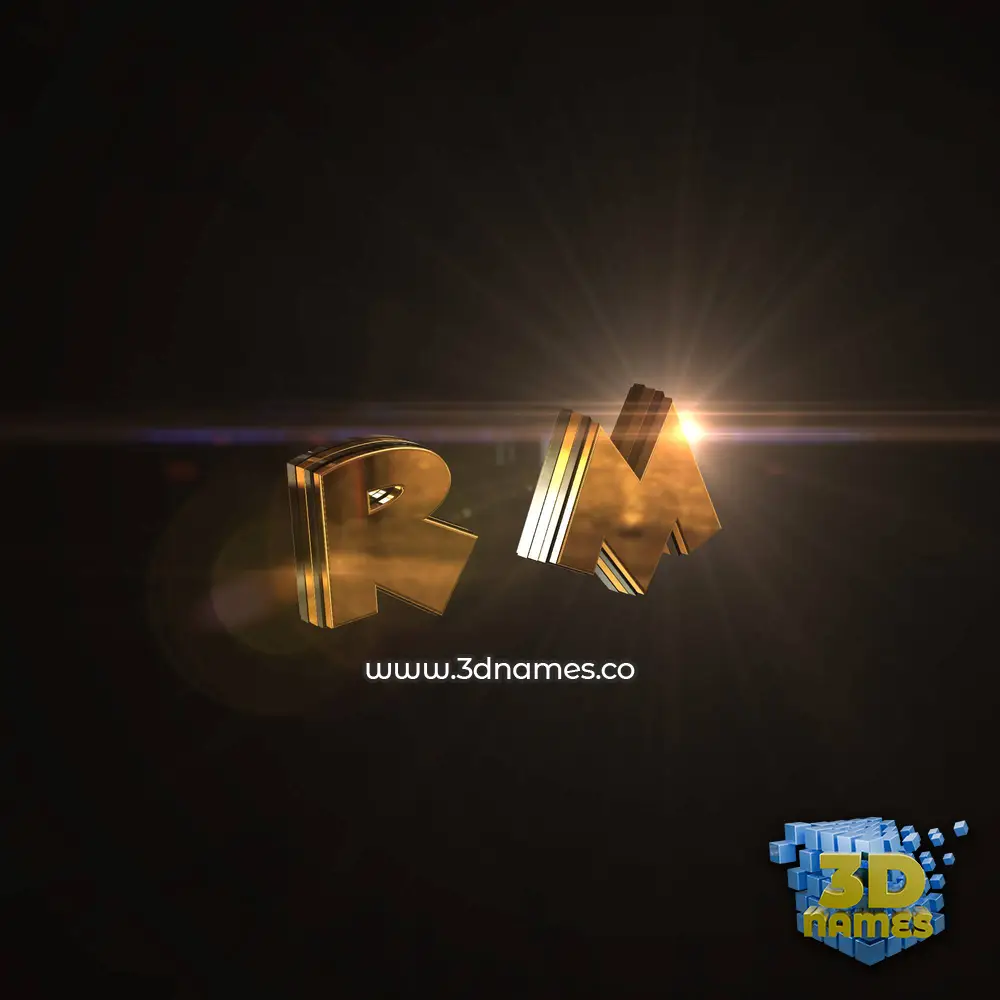 r m in Golden Sparkle style - 3D name wallpaper