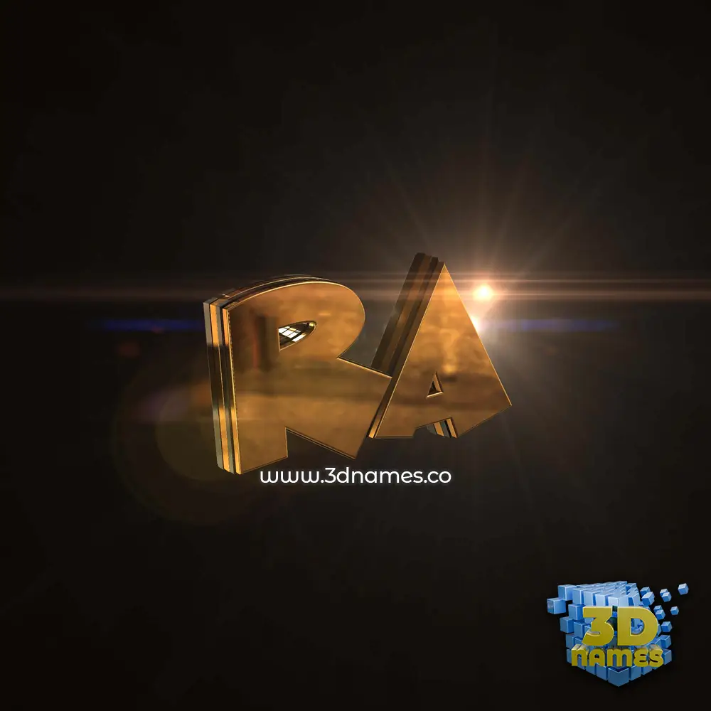 ra in Golden Sparkle style - 3D name wallpaper