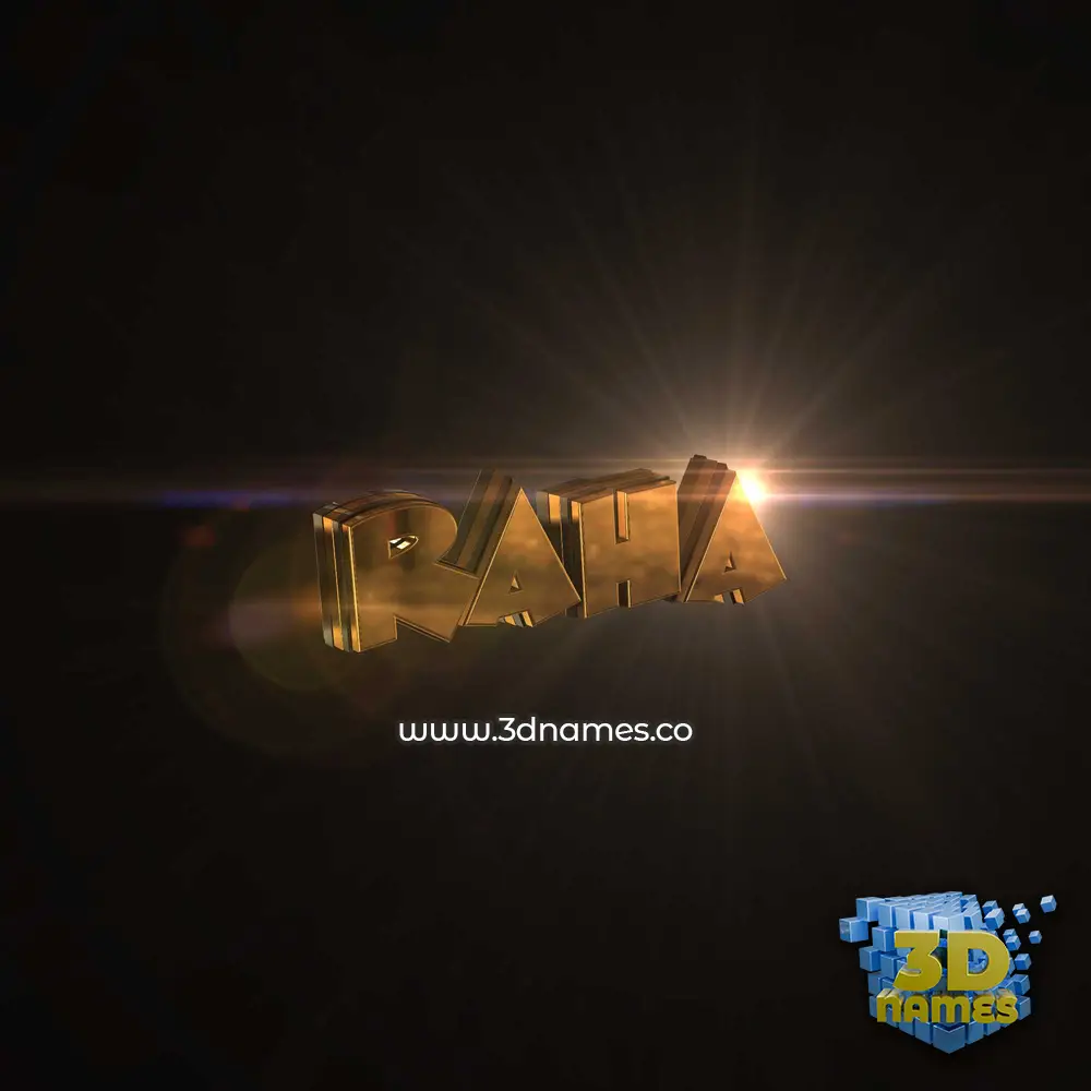 raha in Golden Sparkle style - 3D name wallpaper