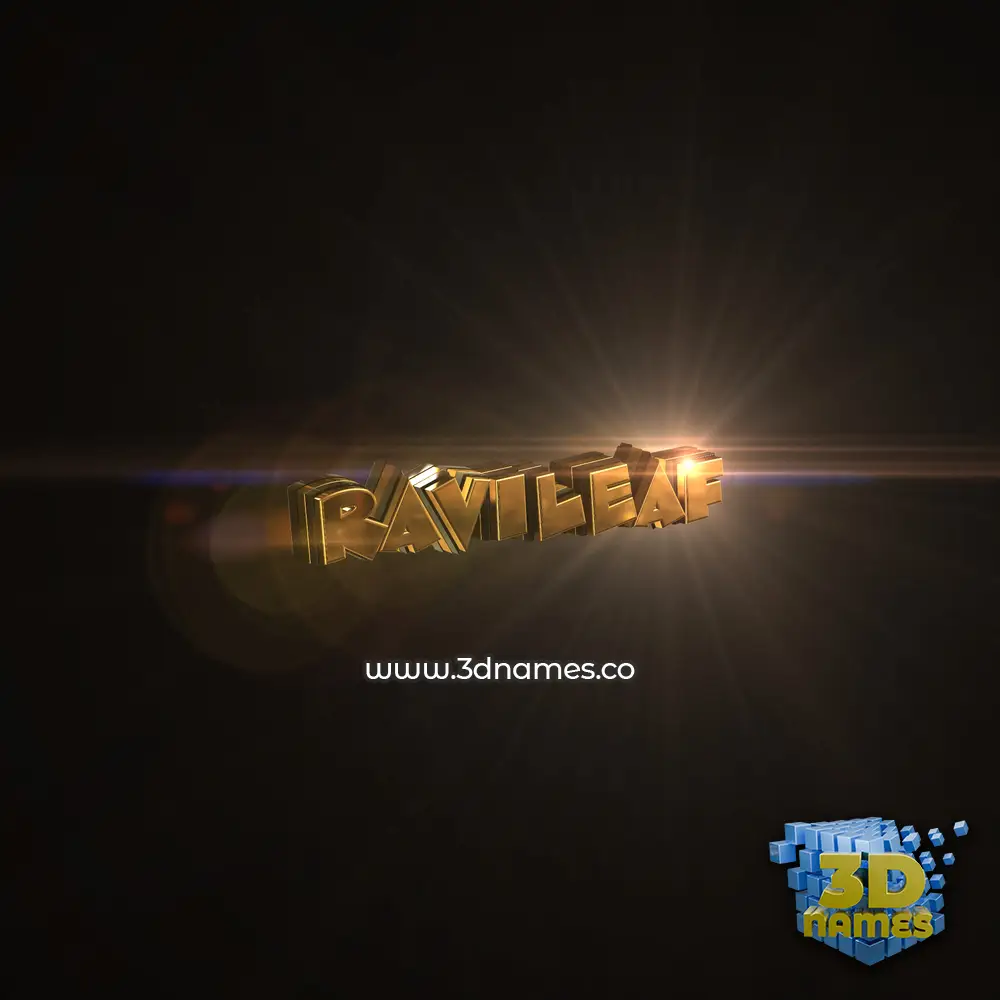 ravileaf in Golden Sparkle style - 3D name wallpaper