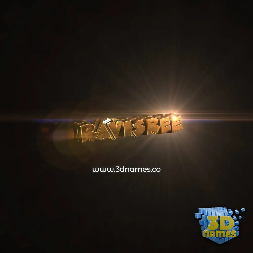 ravisree in Golden Sparkle style - 3D name wallpaper