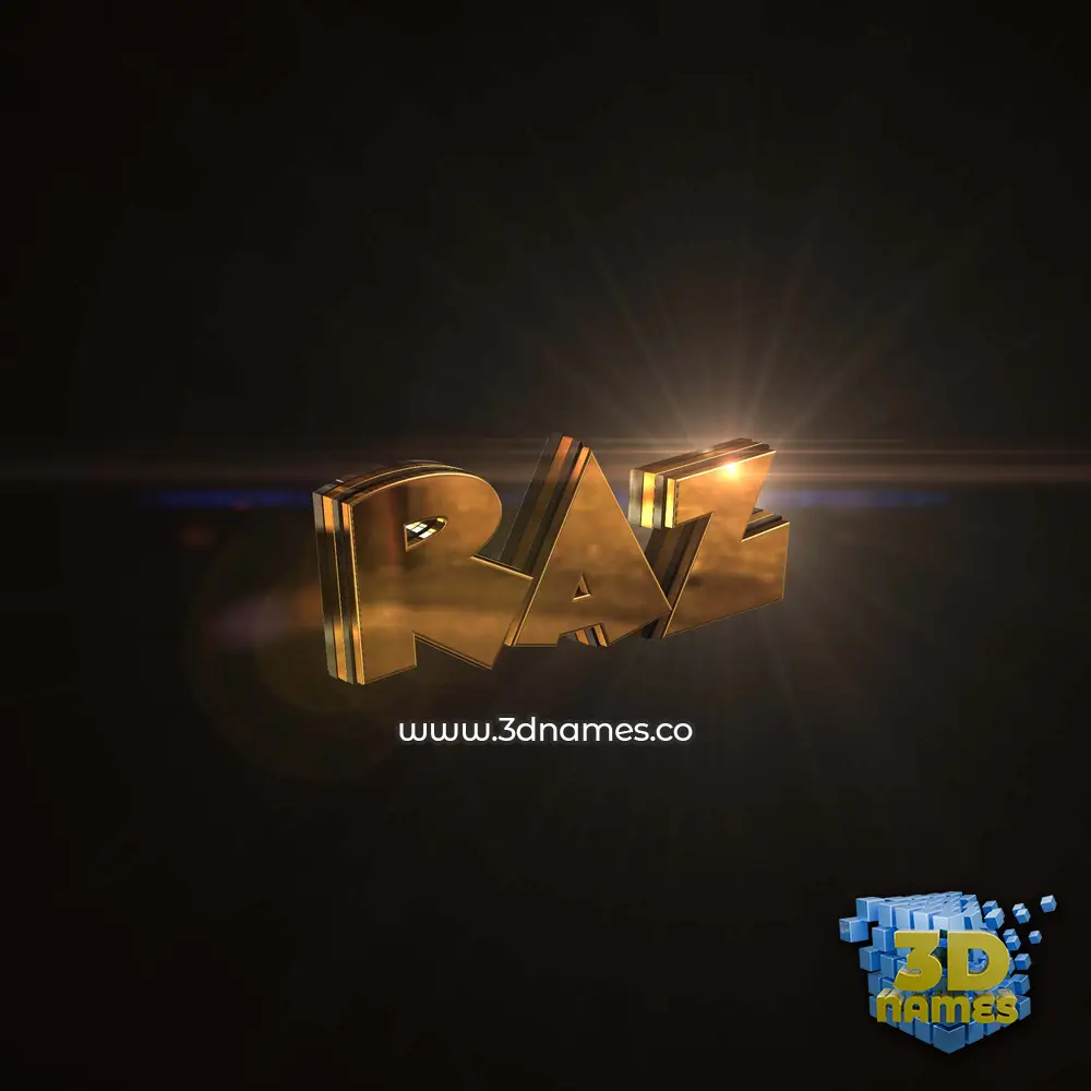 raz in Golden Sparkle style - 3D name wallpaper
