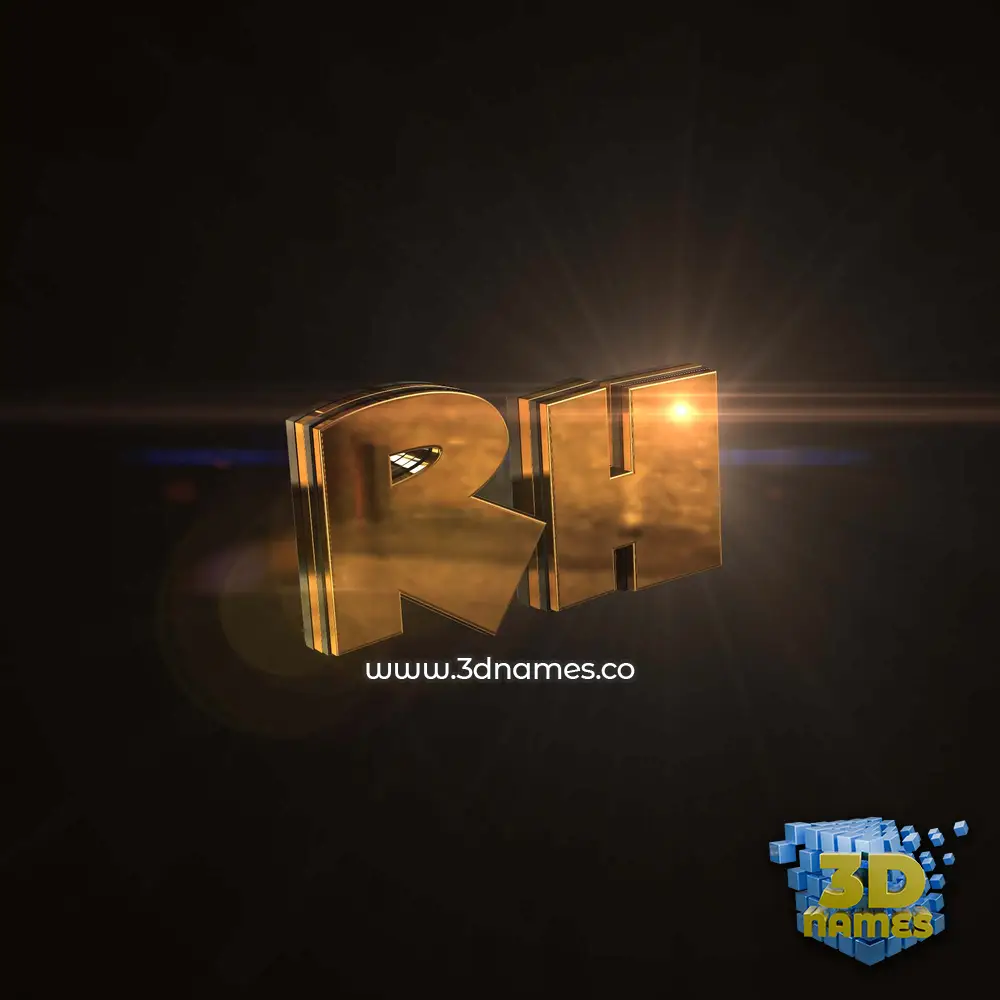 rh in Golden Sparkle style - 3D name wallpaper