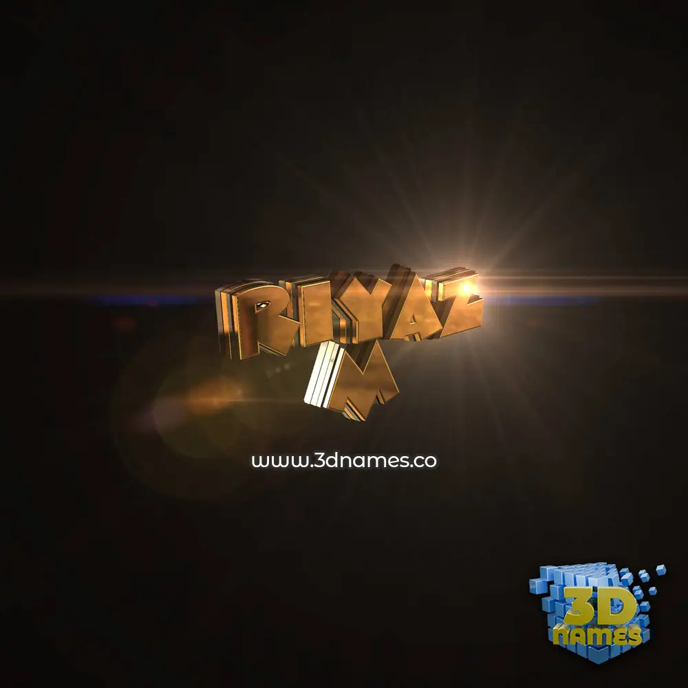 riyaz m in Golden Sparkle style - 3D name wallpaper