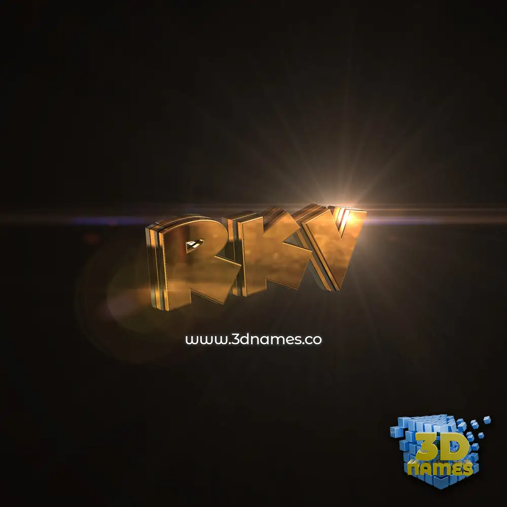 rkv in Golden Sparkle style - 3D name wallpaper