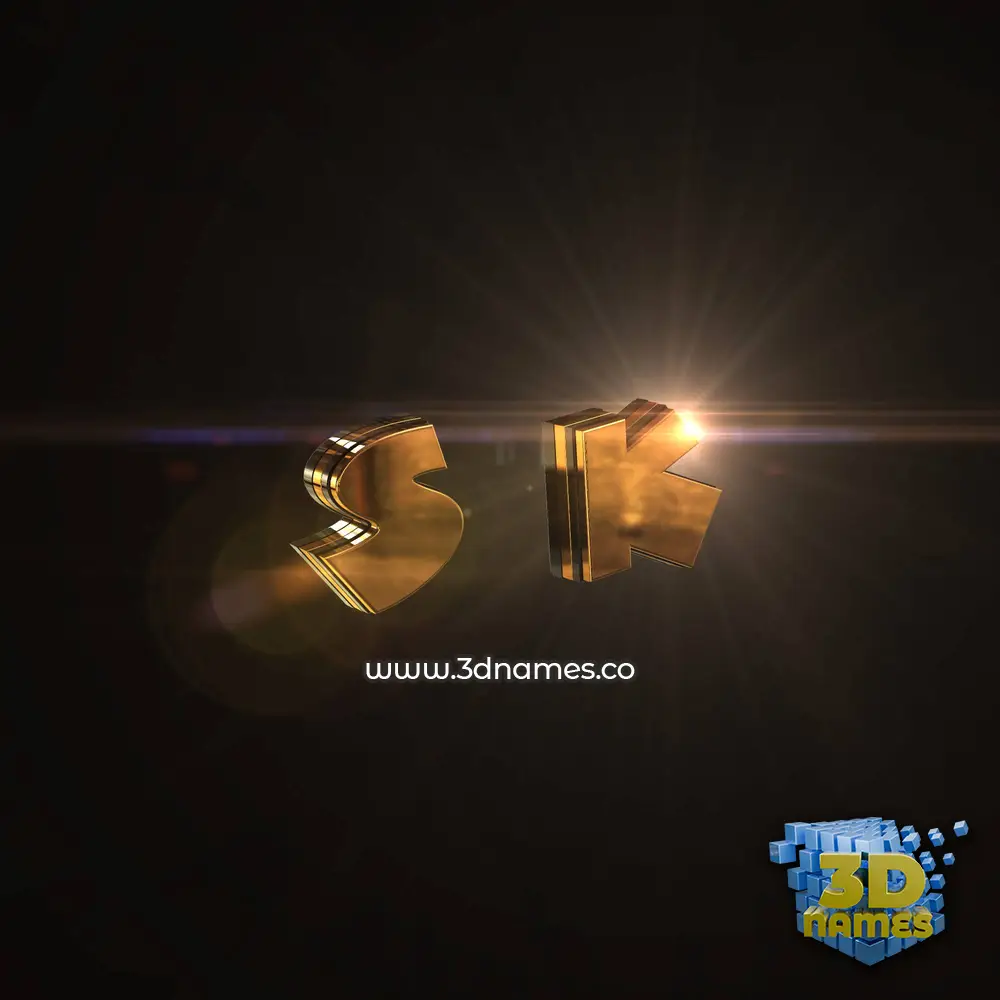 s k in Golden Sparkle style - 3D name wallpaper