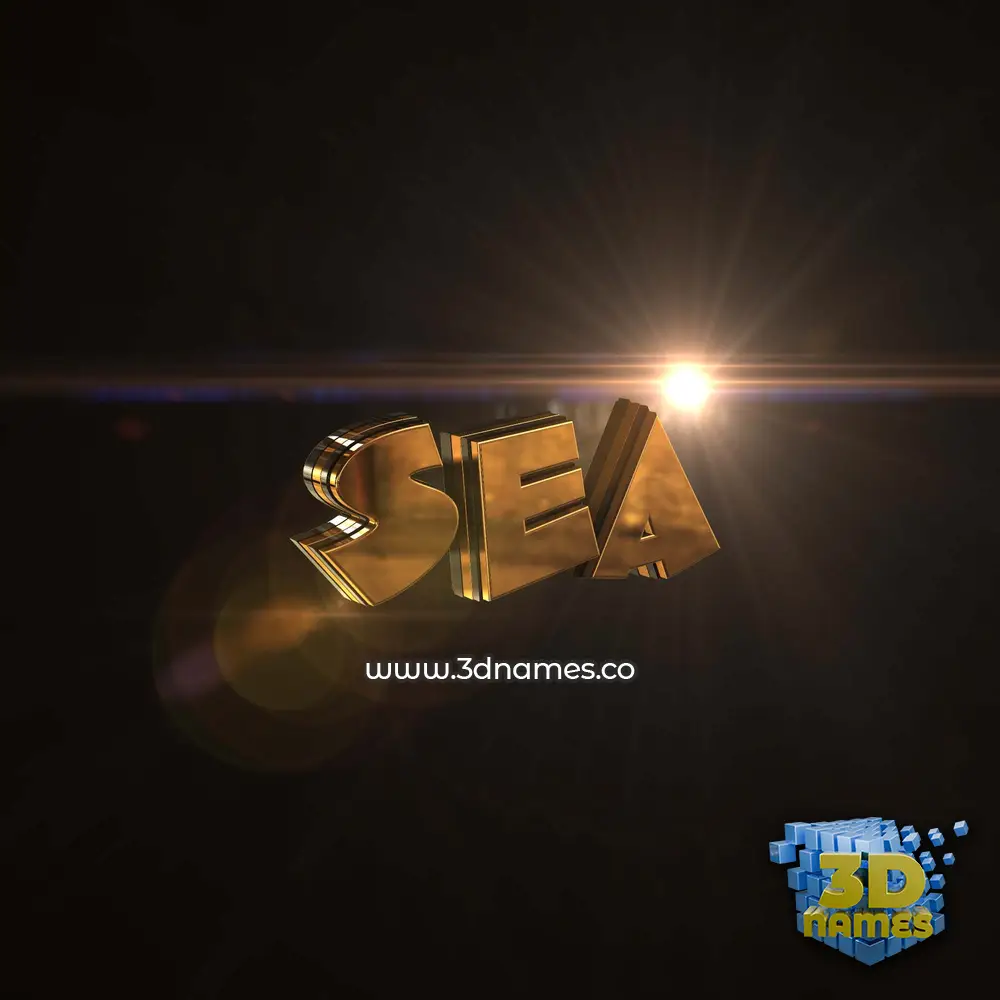 sea in Golden Sparkle style - 3D name wallpaper