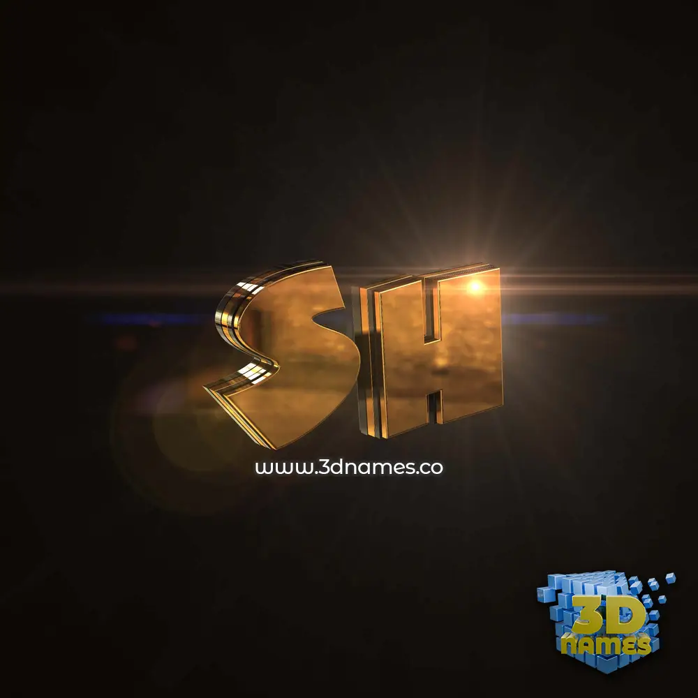 sh in Golden Sparkle style - 3D name wallpaper