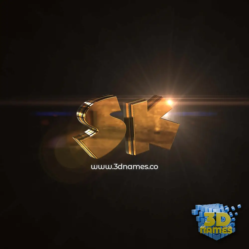 sk in Golden Sparkle style - 3D name wallpaper