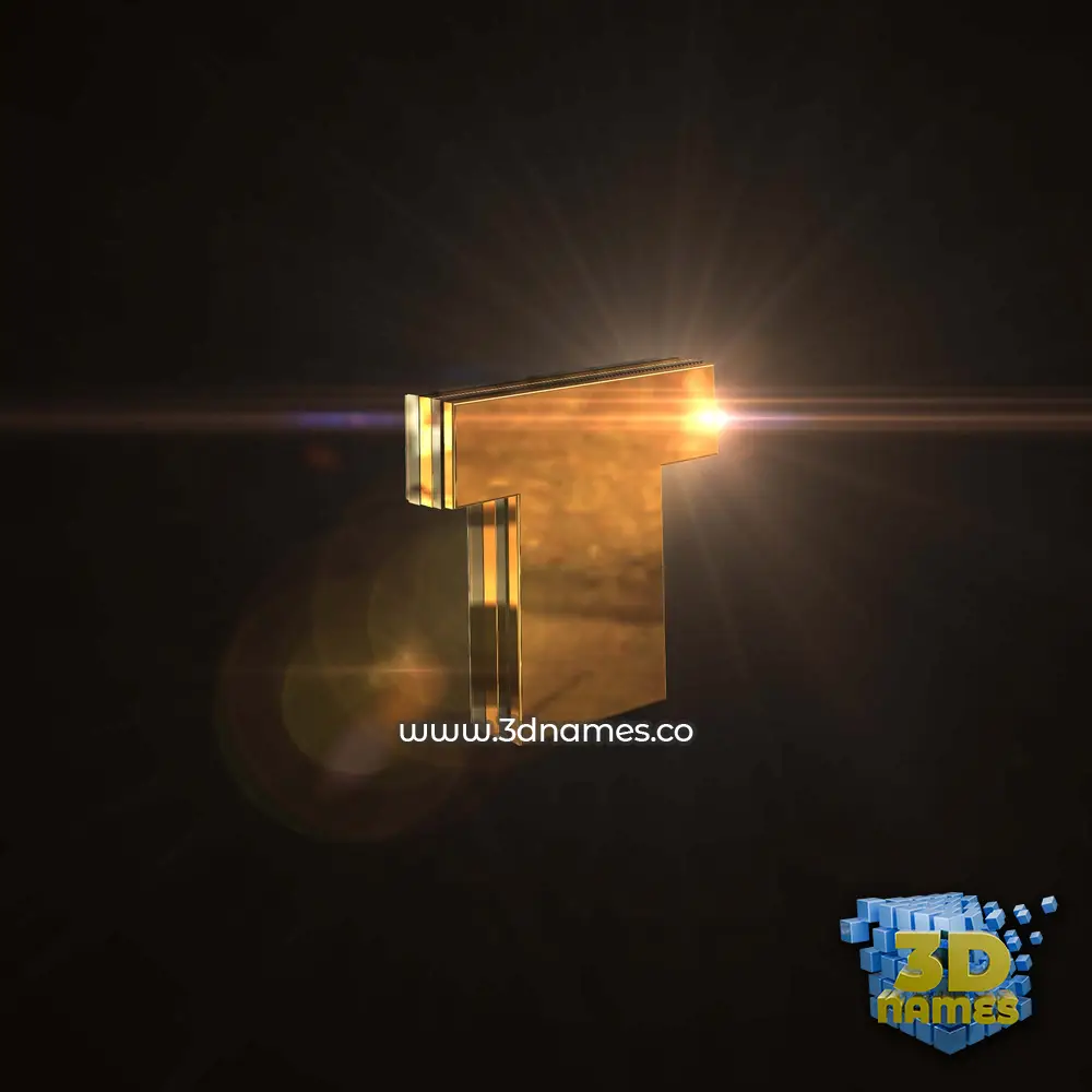 t in Golden Sparkle style - 3D name wallpaper