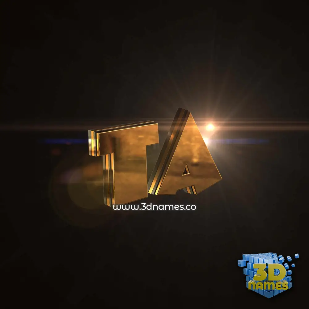 ta in Golden Sparkle style - 3D name wallpaper