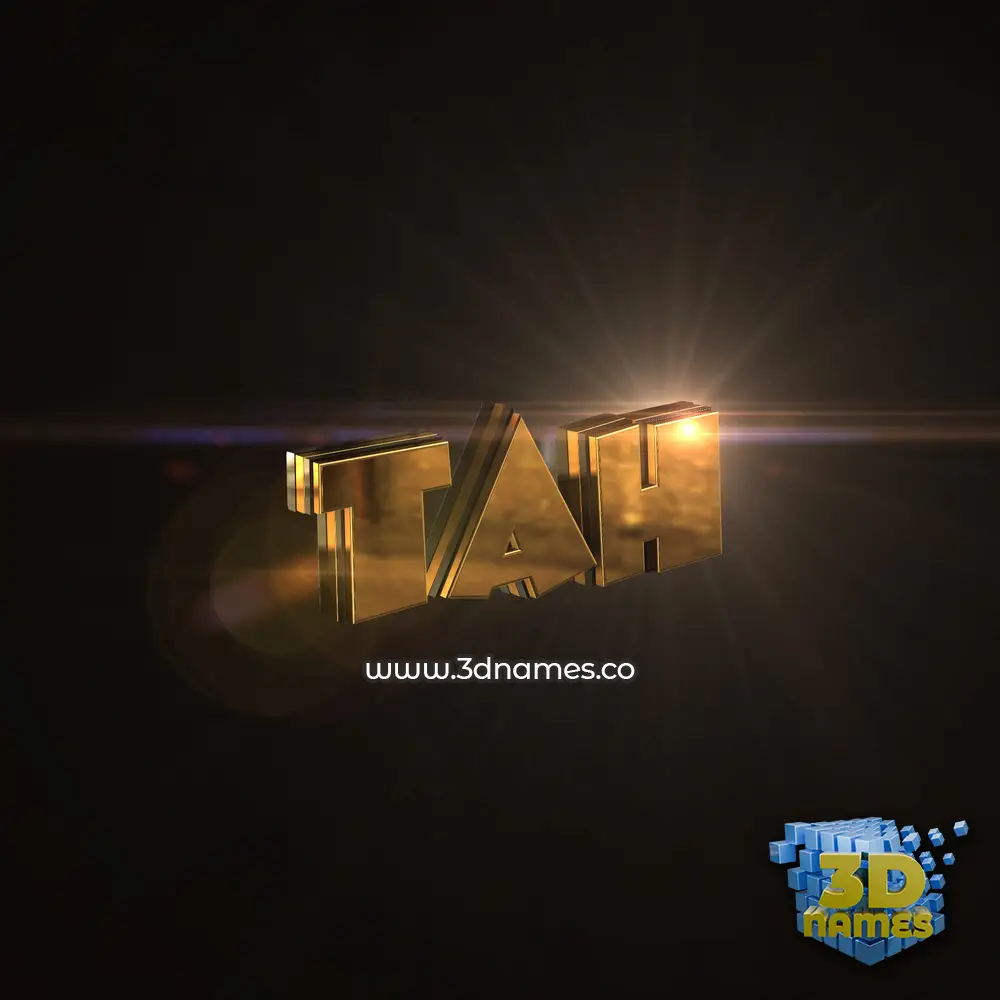 tah in Golden Sparkle style - 3D name wallpaper