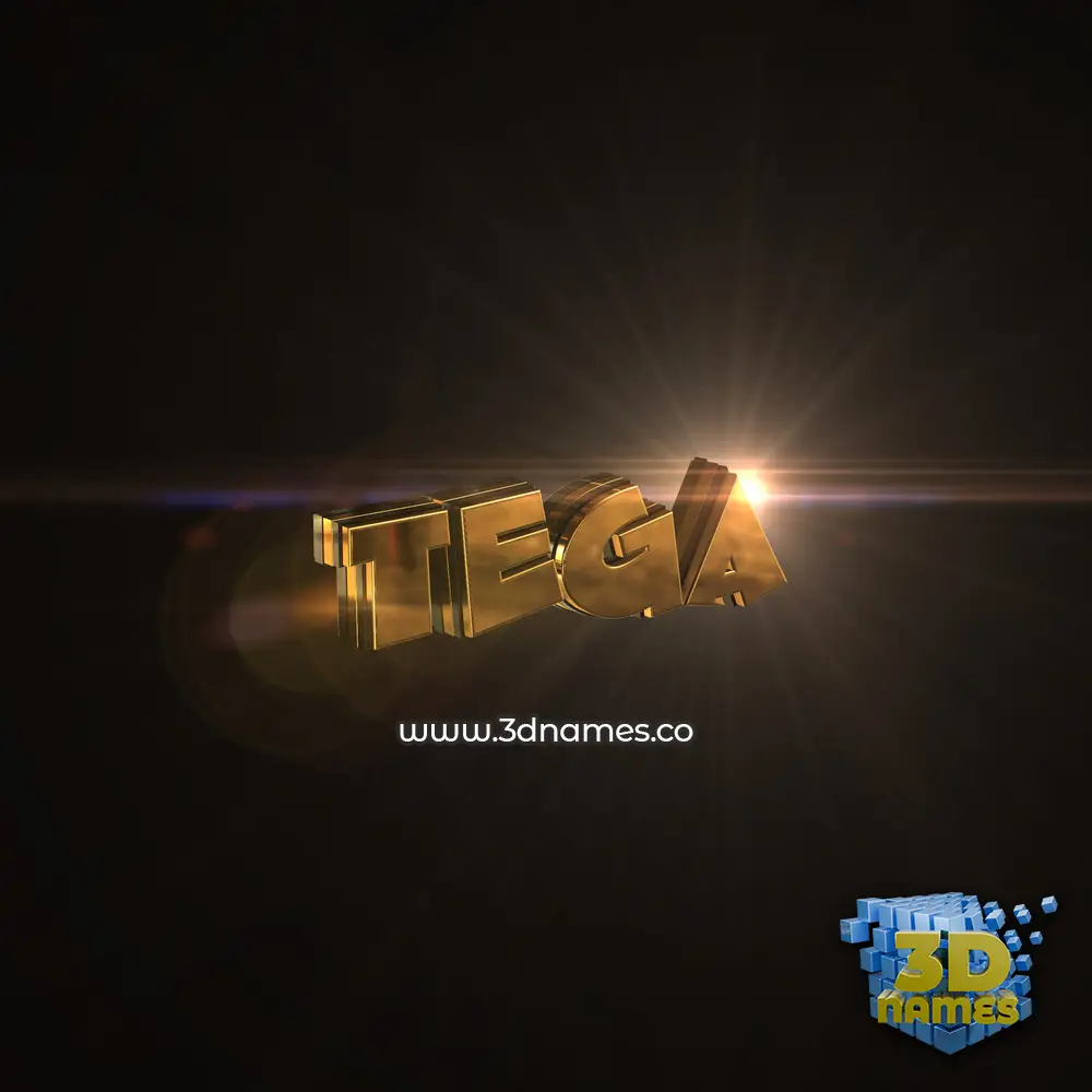 tega in Golden Sparkle style - 3D name wallpaper