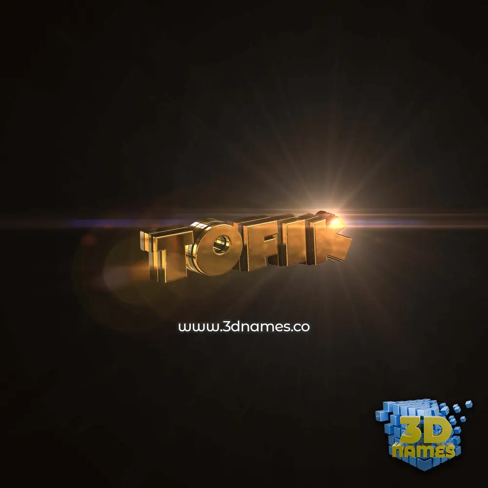 tofik in Golden Sparkle style - 3D name wallpaper