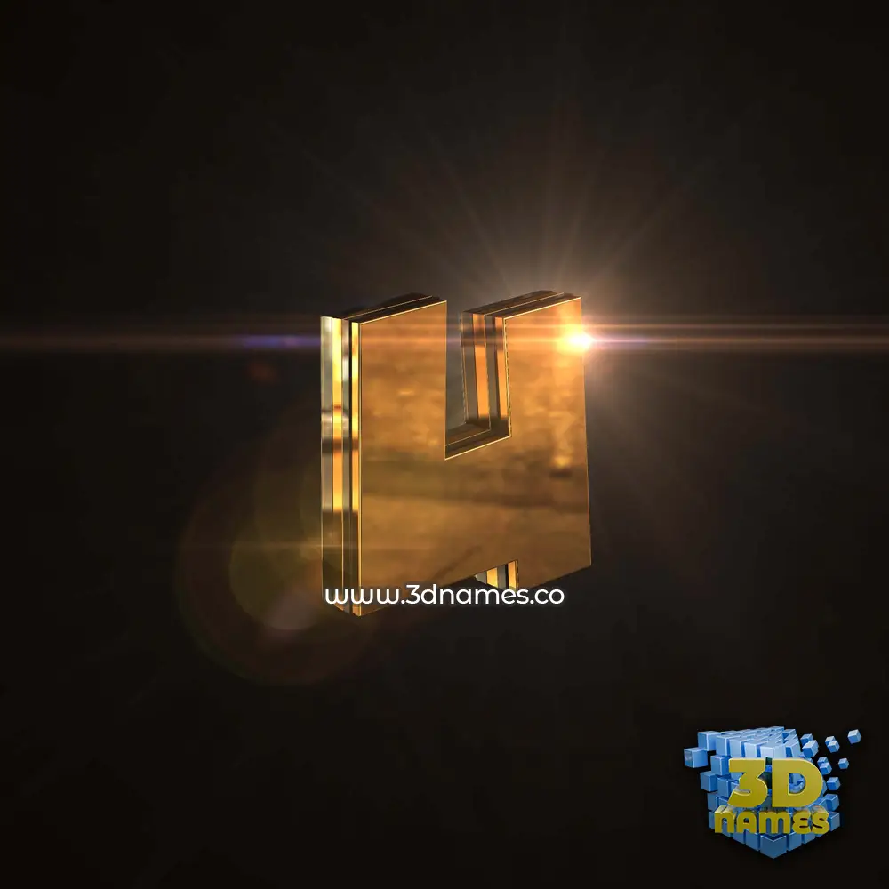 u in Golden Sparkle style - 3D name wallpaper