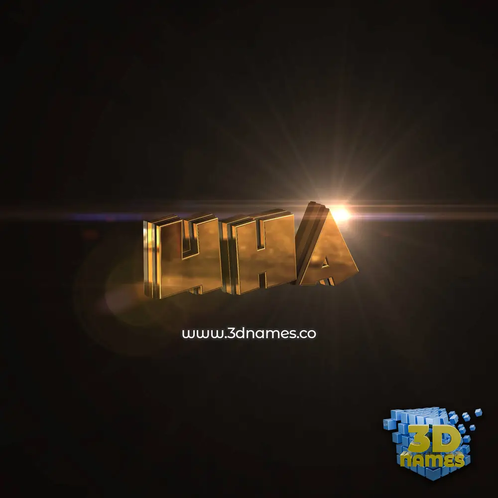 uha in Golden Sparkle style - 3D name wallpaper
